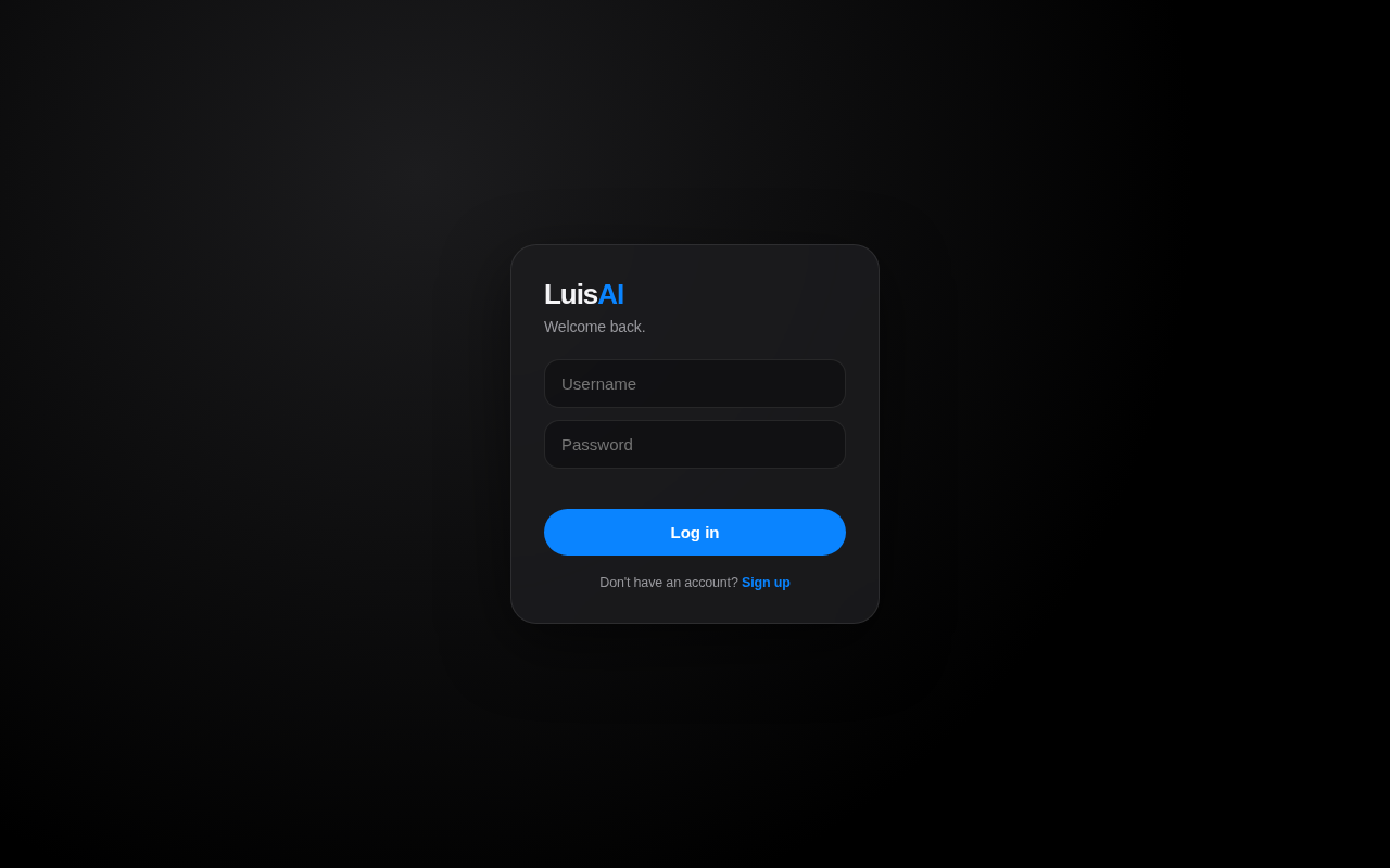 The LuisAI chat interface